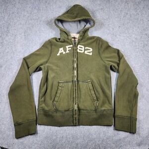 Vintage Abercrombie Fitch Hoodie Mens Large Green Full Zip Distressed Y2K Preppy